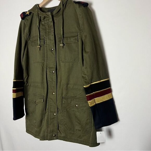 Blank NYC Women’s Military Contrast Cuff Zip Hooded Jacket - Picture 5 of 15